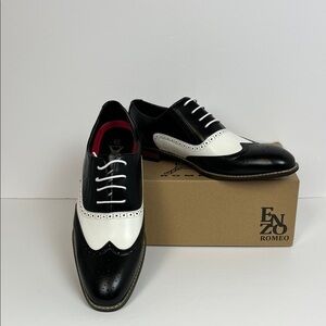 ENZO Romeo Men's Two Tone Wingtips Oxfords Perforated Lace Up Dress Shoes Sz 11